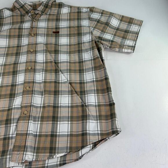 Carhartt Plaid Short Sleeve Button Down Shirts Size XL Mens Relaxed Beige Plaid - Picture 5 of 11